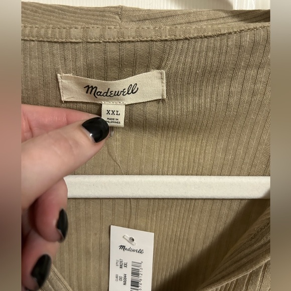 Madewell Drill Khaki Variegated Rib V-Neck Polo Shirt Size XXL NWT - Picture 6 of 6